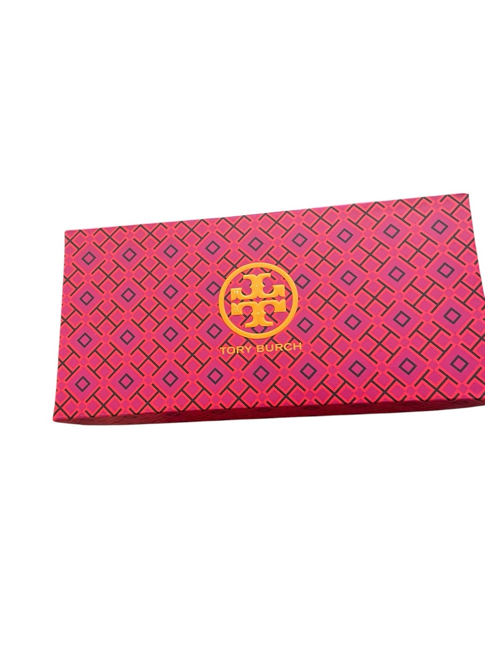 Tory Burch Pink Geometric Gift Box with Gold Logo